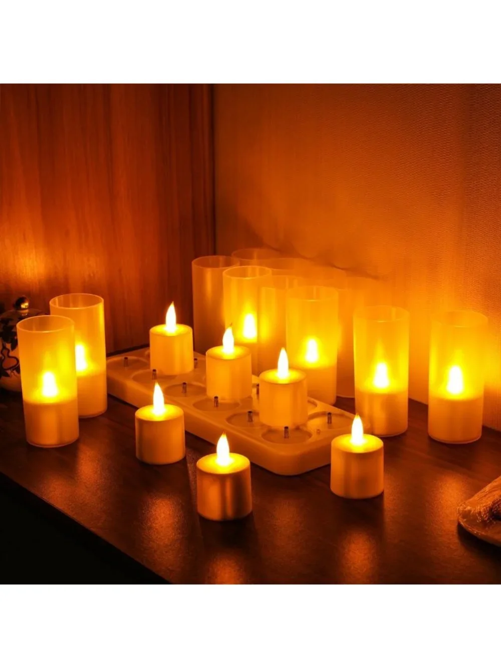 12 Pcs USB Rechargeable Flameless Candles Set with Remote & Timer - Safe